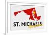 St. Michaels, Maryland - Red and Black - State Outline and Heart-Lantern Press-Framed Premium Giclee Print