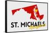 St. Michaels, Maryland - Red and Black - State Outline and Heart-Lantern Press-Framed Stretched Canvas