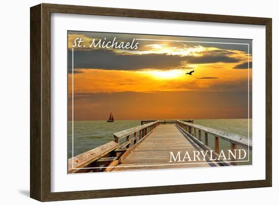 St. Michaels, Maryland - Sunset-Lantern Press-Framed Art Print