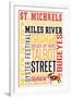 St. Michaels, Maryland - Typography with Crab Icon-Lantern Press-Framed Art Print
