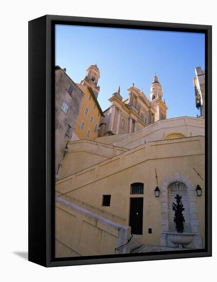 St. Michel Church, Menton, Alpes-Maritimes, Cote D'Azur, Provence, French Riviera, France-Sergio Pitamitz-Framed Stretched Canvas