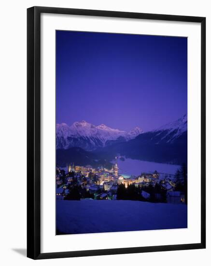 St. Moritz at Night, Switzerland-Walter Bibikow-Framed Photographic Print