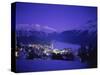 St. Moritz at Night, Switzerland-Walter Bibikow-Stretched Canvas
