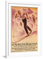 St. Moritz Ski Run, 1928-null-Framed Art Print