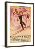 St. Moritz Ski Run, 1928-null-Framed Art Print