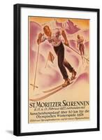 St. Moritz Ski Run, 1928-null-Framed Art Print