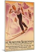 St. Moritz Ski Run, 1928-null-Mounted Art Print