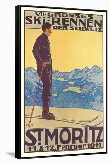 St. Moritz Ski Run, Art Deco-null-Framed Stretched Canvas