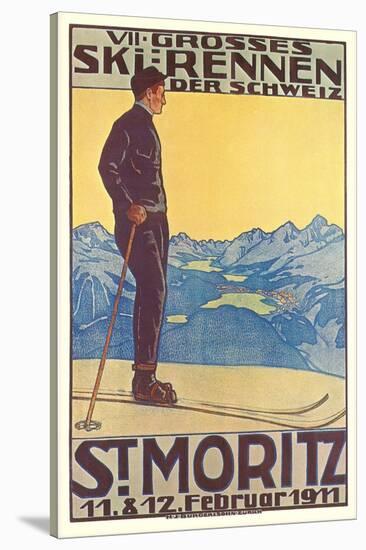 St. Moritz Ski Run, Art Deco-null-Stretched Canvas