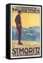 St. Moritz Ski Run, Art Deco-null-Framed Stretched Canvas