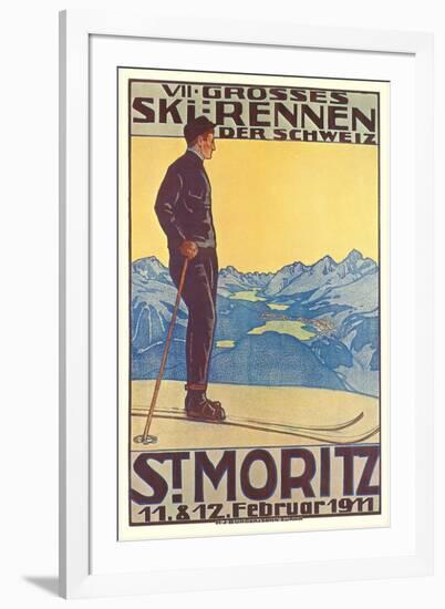 St. Moritz Ski Run, Art Deco-null-Framed Art Print