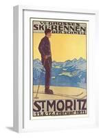 St. Moritz Ski Run, Art Deco-null-Framed Art Print