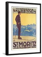 St. Moritz Ski Run, Art Deco-null-Framed Art Print