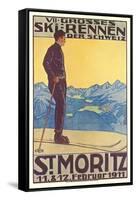 St. Moritz Ski Run, Art Deco-null-Framed Stretched Canvas