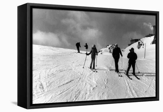 St. Moritz Skiers-null-Framed Stretched Canvas