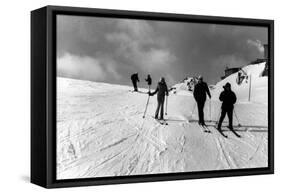 St. Moritz Skiers-null-Framed Stretched Canvas