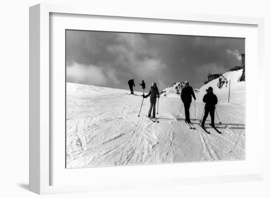 St. Moritz Skiers-null-Framed Photographic Print