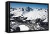 St. Moritz with Skiing Area Corviglia and St. Moritzersee, Aerial Picture, Switzerland-Frank Fleischmann-Framed Stretched Canvas
