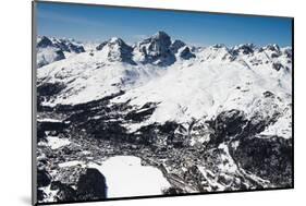 St. Moritz with Skiing Area Corviglia and St. Moritzersee, Aerial Picture, Switzerland-Frank Fleischmann-Mounted Photographic Print