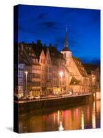 St. Nicholas Church and Ill River, Strasbourg, Haut Rhin, Alsace, France-Walter Bibikow-Stretched Canvas