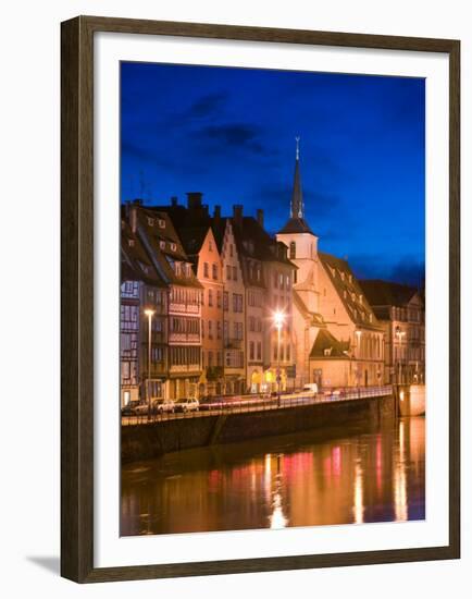 St. Nicholas Church and Ill River, Strasbourg, Haut Rhin, Alsace, France-Walter Bibikow-Framed Premium Photographic Print