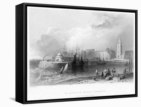 St Nicholas' Church, Liverpool, 1841-William Henry Bartlett-Framed Stretched Canvas