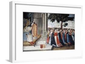 St. Nicholas of Flue Life Cycle with Crowd at Mass Said by Saint, 1623-Sebastian Gisig-Framed Giclee Print