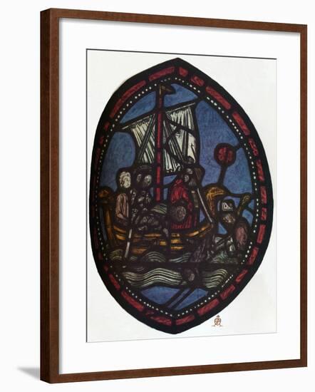 'St Nicholas window in the Jerusalem Chamber of Westminster Abbey: Nicholas and the false pilgrim'-Unknown-Framed Giclee Print