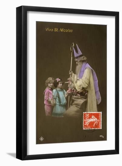 St Nicolas Brings Gifts-null-Framed Art Print