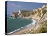 St. Oswald's Bay Beach and Cliffs, Dorset, England, United Kingdom, Europe-Rainford Roy-Stretched Canvas