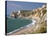 St. Oswald's Bay Beach and Cliffs, Dorset, England, United Kingdom, Europe-Rainford Roy-Stretched Canvas