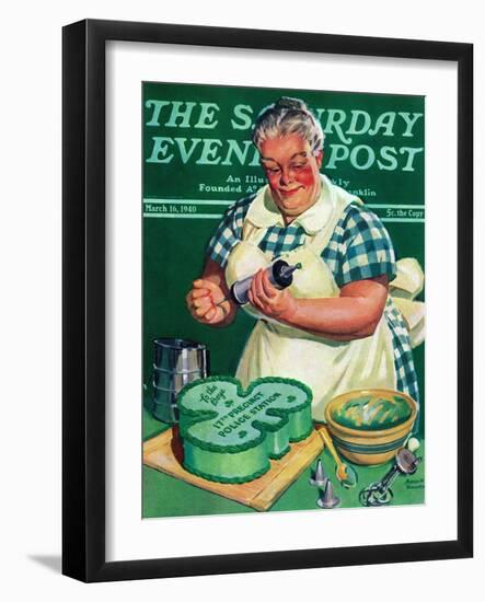 "St. Paddy Cake for Policemen," Saturday Evening Post Cover, March 16, 1940-Albert W. Hampson-Framed Giclee Print