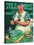 "St. Paddy Cake for Policemen," Saturday Evening Post Cover, March 16, 1940-Albert W. Hampson-Stretched Canvas