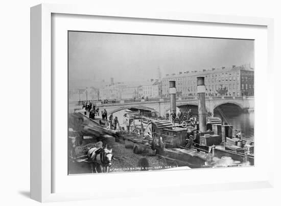 St. Patrick's Bridge and a Paddle Steamer at the Quay, Cork, Ireland, C.1890-Robert French-Framed Giclee Print