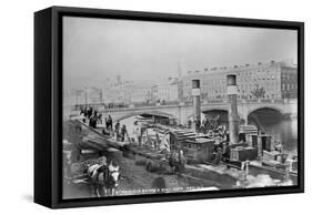 St. Patrick's Bridge and a Paddle Steamer at the Quay, Cork, Ireland, C.1890-Robert French-Framed Stretched Canvas