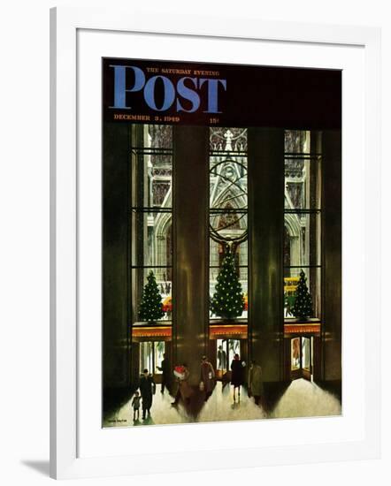 "St. Patrick's Cathedral at Christmas," Saturday Evening Post Cover, December 3, 1949-John Falter-Framed Giclee Print