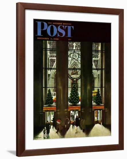 "St. Patrick's Cathedral at Christmas," Saturday Evening Post Cover, December 3, 1949-John Falter-Framed Giclee Print