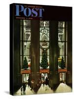 "St. Patrick's Cathedral at Christmas," Saturday Evening Post Cover, December 3, 1949-John Falter-Stretched Canvas