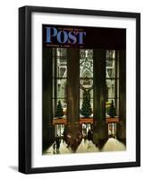 "St. Patrick's Cathedral at Christmas," Saturday Evening Post Cover, December 3, 1949-John Falter-Framed Giclee Print