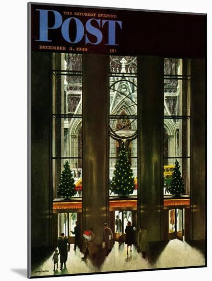 "St. Patrick's Cathedral at Christmas," Saturday Evening Post Cover, December 3, 1949-John Falter-Mounted Giclee Print