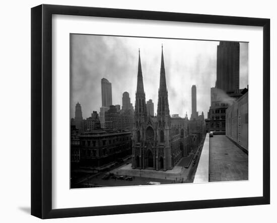 St. Patrick's Cathedral, Rooftop View-null-Framed Photographic Print