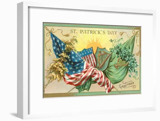 St. Patrick's Day, American and Irish Flags-null-Framed Art Print