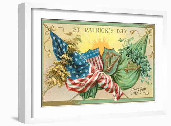 St. Patrick's Day, American and Irish Flags-null-Framed Art Print