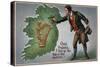 St. Patrick's Day Greeting - Irishman Offering Shamrocks to Ireland-Lantern Press-Stretched Canvas