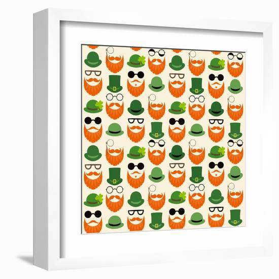 St. Patrick's Day Pattern-Mrs Opossum-Framed Art Print