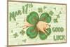 St. Patrick's Day, Pig and Shamrock-null-Mounted Premium Giclee Print