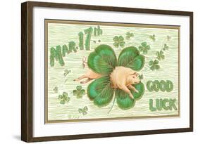 St. Patrick's Day, Pig and Shamrock-null-Framed Art Print