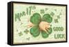 St. Patrick's Day, Pig and Shamrock-null-Framed Stretched Canvas