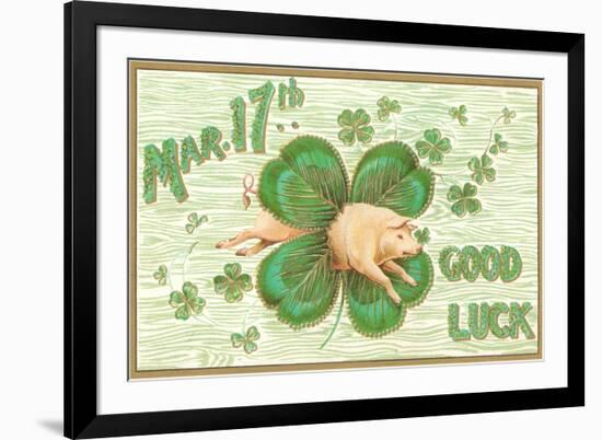 St. Patrick's Day, Pig and Shamrock-null-Framed Art Print