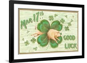 St. Patrick's Day, Pig and Shamrock-null-Framed Art Print